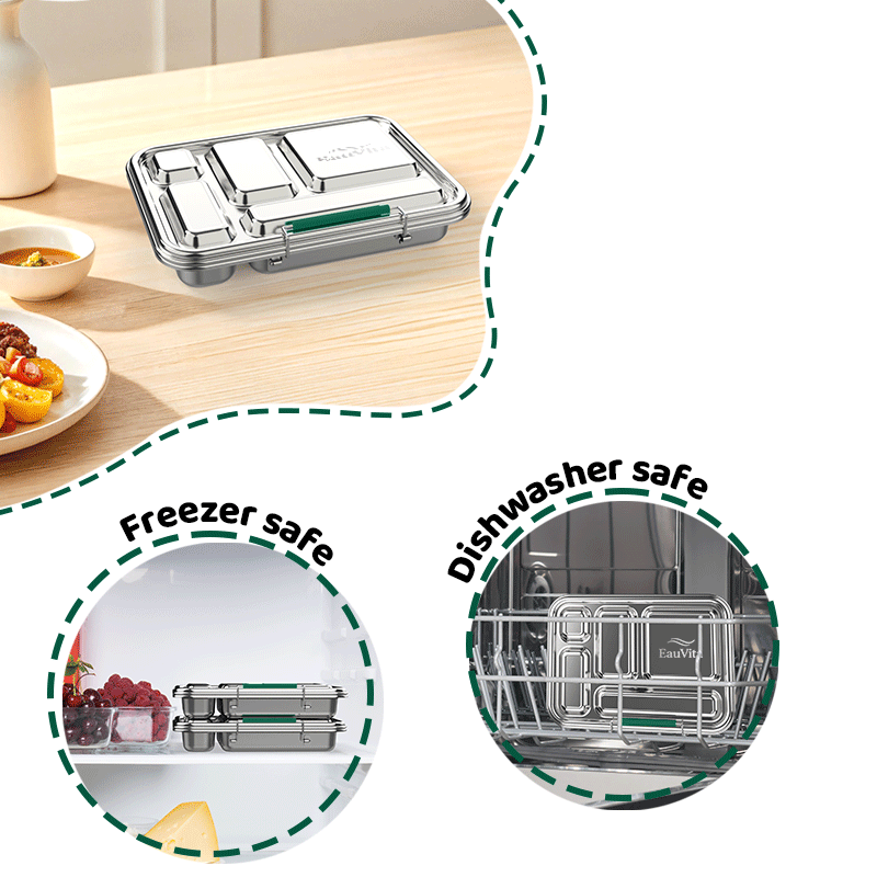 Stainless Steel Bento Box for Kids – 304 Stainless Steel, BPA-Free Metal Lunch Box with Compartments, Leak-proof, Dishwasher Safe School & Office Lunch Container (Green) - Image 4