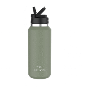 Stainless Steel Insulated Water Bottles With Straw Carry Handle Flip Lid for Travel,Camping,Bike,Sport, 32Oz
