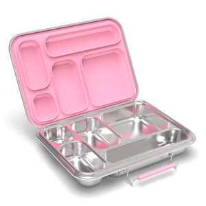 Stainless Steel Bento Box for Kids – 304 Stainless Steel, BPA-Free Metal Lunch Box with Compartments, Leak-proof, Dishwasher Safe School & Office Lunch Container (Pink)