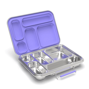 Stainless Steel Bento Box for Kids – 304 Stainless Steel, BPA-Free Metal Lunch Box with Compartments, Leak-proof, Dishwasher Safe School & Office Lunch Container (Purple)