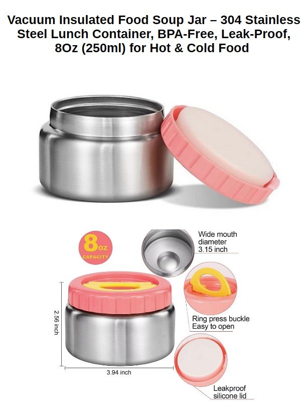 Stainless Steel Bento Box and Soup Cup Kids, Kids Metal Bento Lunch Box BPA Free Lunch Box Containers 304 Stainless Steel Bento Box for School and Office, 3_Grid (Pink) - Image 6