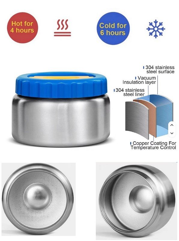 Stainless Steel Bento Box and Soup Cup Kids, Kids Metal Bento Lunch Box BPA Free Lunch Box Containers 304 Stainless Steel Bento Box for School and Office, 3_Grid (Blue) - Image 6